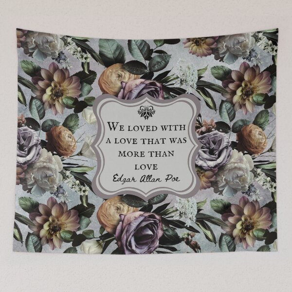 Item preview, We Loved With a Love That Was More Than a Love, Edgar Allan Poe, Love Quote, Vintage Flowers, Bookish Gift designed and sold by CultandObscure.