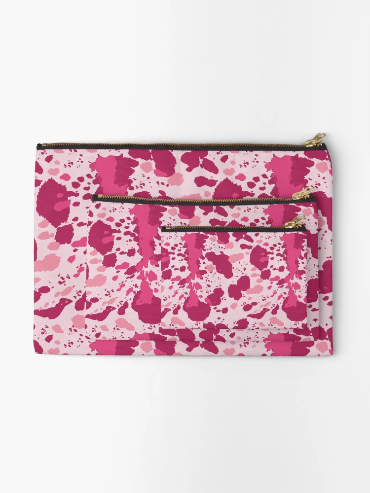 Thumbnail 2 of 4, Zipper Pouch, Pink Cow Print Background. designed and sold by RubyCollection.