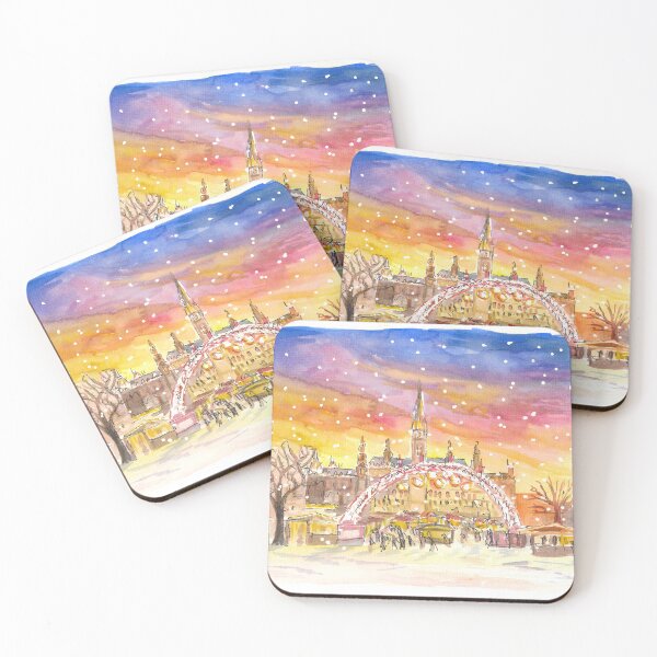 Item preview, Amazing Snowy Vienna City Hall Square and Christmas Market by Night designed and sold by artshop77.