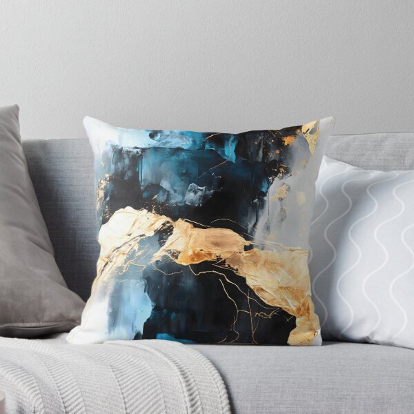 Item preview, Abstract splatter painting of Navy Blue and Gold Modern Pattern Art Decor designed and sold by adlydesigns.