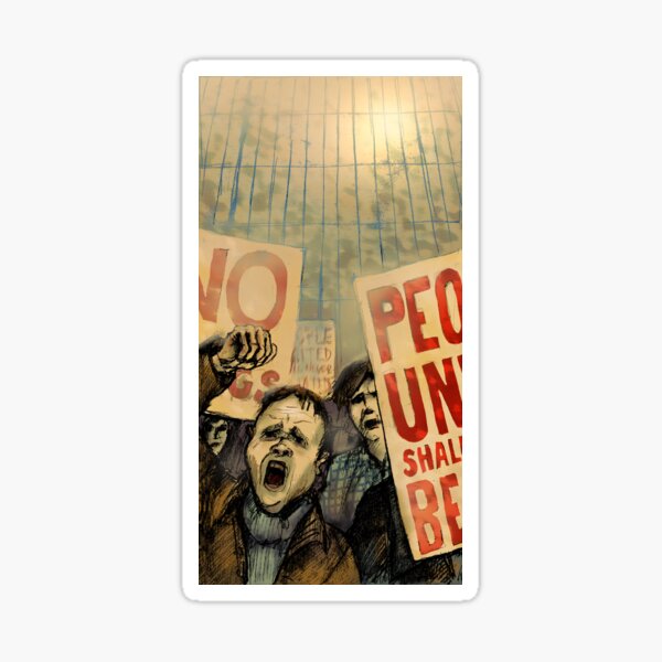 "The People United Shall Never Be Defeated" Protest "Book of Wrath" Sticker