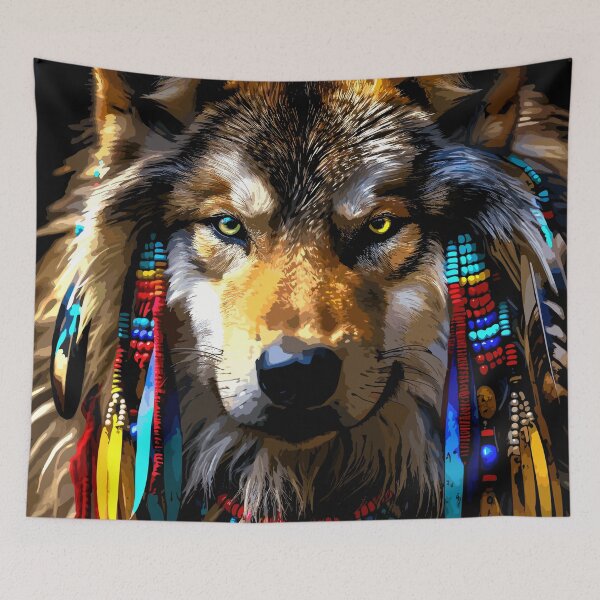 Item preview, Native American Chief of the Wolves Image 3 designed and sold by Artbyminga.