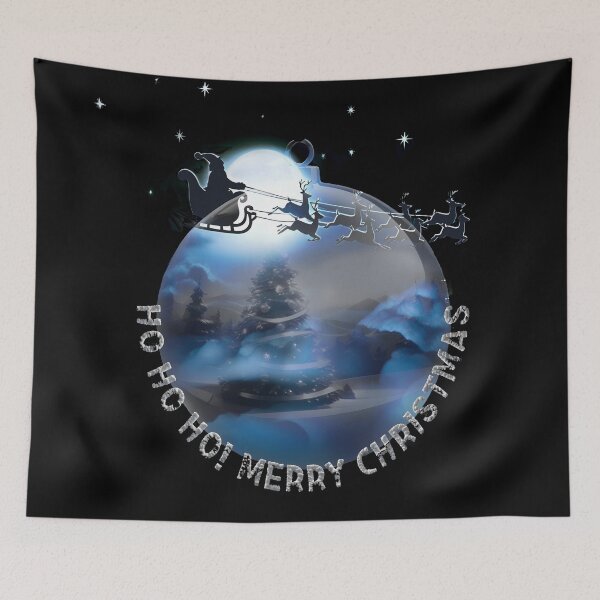 Item preview, Santa Claus in his sleigh flies through the night sky and shouts Merry Christmas designed and sold by CoolVisionStd.