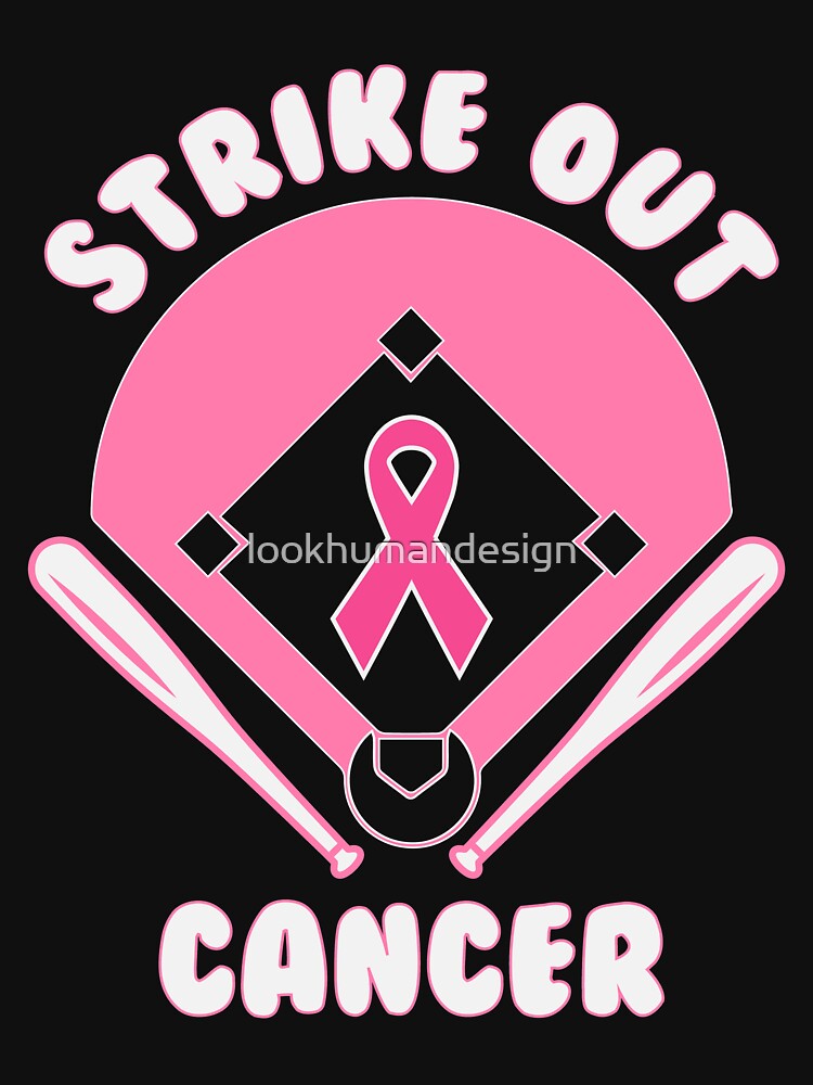 Strike Out Breast Cancer Baseball Lover Pink American Flag Premium T-Shirt