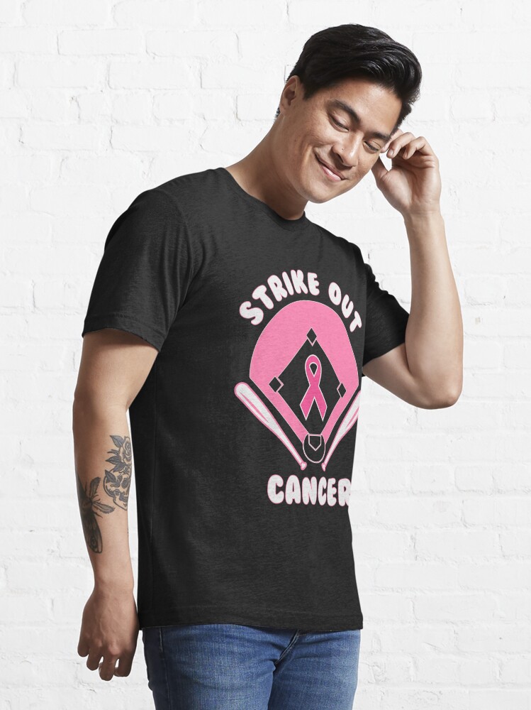 Strike Out Breast Cancer Baseball Lover Pink American Flag Premium T-Shirt