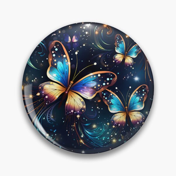 Item preview, Pattern with colorful luminous butterflies designed and sold by AI-Only Creations.