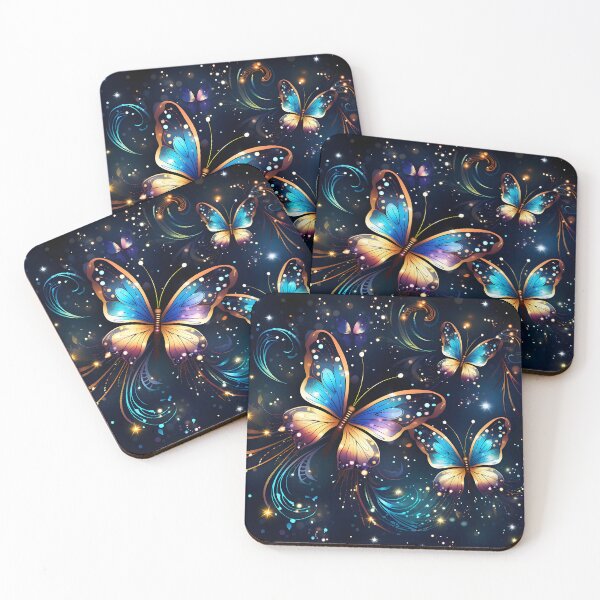 Item preview, Pattern with colorful luminous butterflies designed and sold by AI-Only Creations.