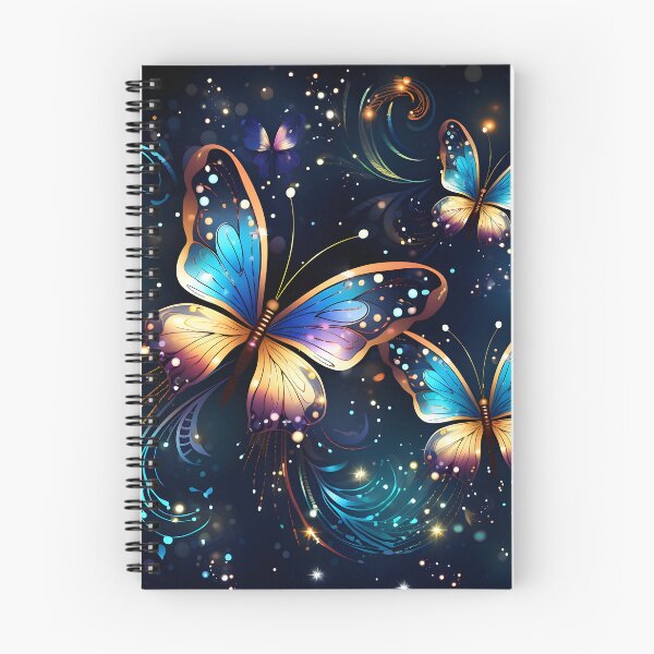Item preview, Pattern with colorful luminous butterflies designed and sold by AI-Only Creations.