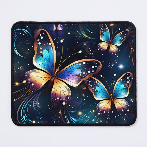 Item preview, Pattern with colorful luminous butterflies designed and sold by AI-Only Creations.