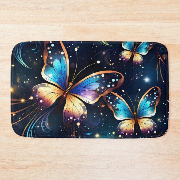 Item preview, Pattern with colorful luminous butterflies designed and sold by AI-Only Creations.