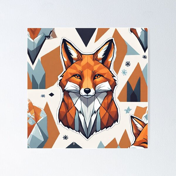 Item preview, geometric fox designed and sold by kreativeadern.