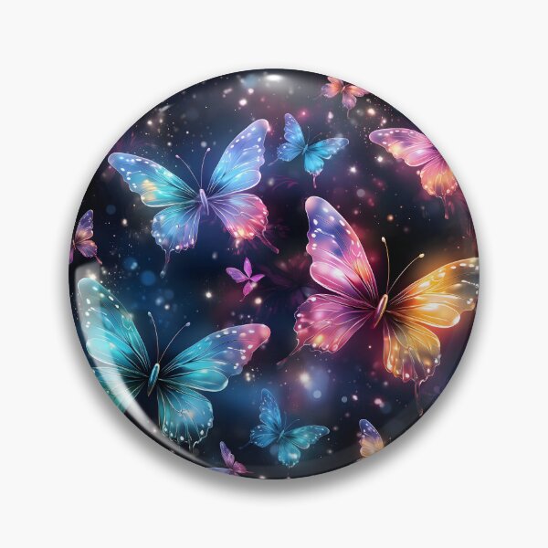 Item preview, Pattern with colorful luminous butterflies designed and sold by AI-Only Creations.