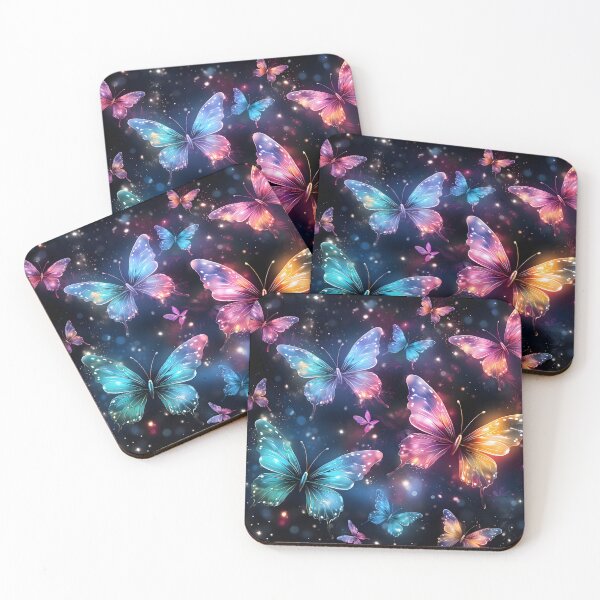 Item preview, Pattern with colorful luminous butterflies designed and sold by AI-Only Creations.