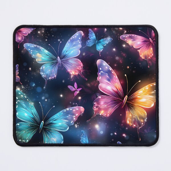 Item preview, Pattern with colorful luminous butterflies designed and sold by AI-Only Creations.