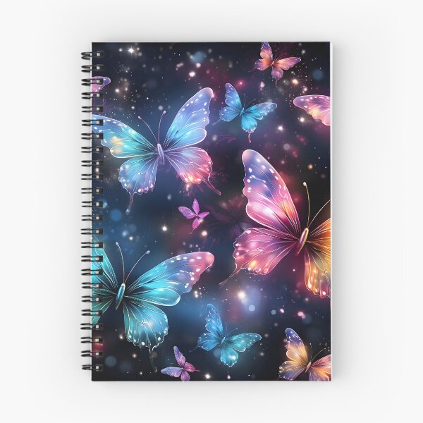 Item preview, Pattern with colorful luminous butterflies designed and sold by AI-Only Creations.