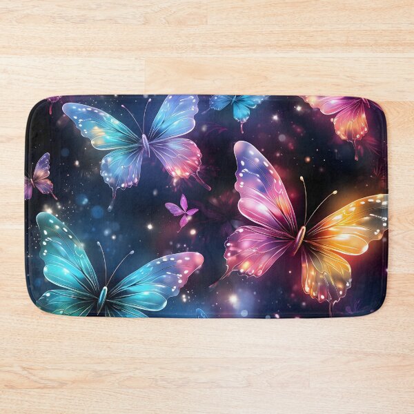 Item preview, Pattern with colorful luminous butterflies designed and sold by AI-Only Creations.