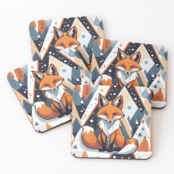 Item preview, Smiling geometric fox designed and sold by kreativeadern.