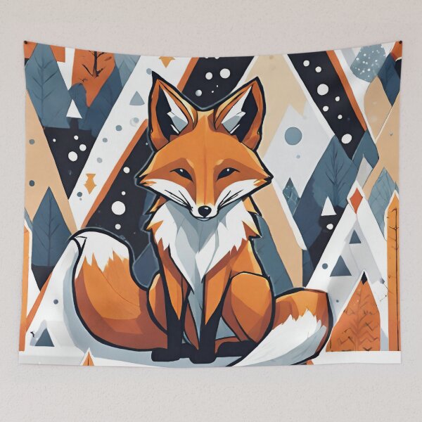 Item preview, Smiling geometric fox designed and sold by kreativeadern.