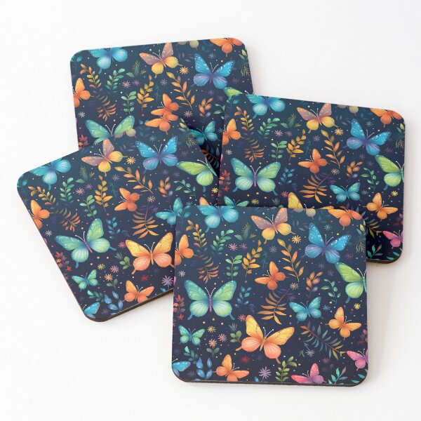 Item preview, Pattern with colorful luminous butterflies designed and sold by AI-Only Creations.
