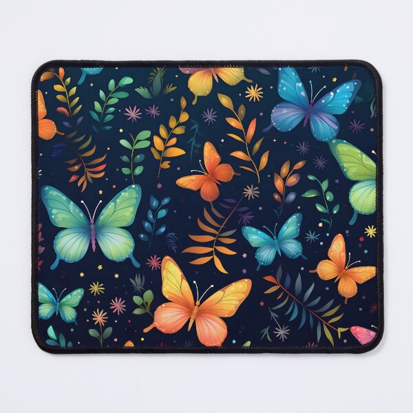 Item preview, Pattern with colorful luminous butterflies designed and sold by AI-Only Creations.