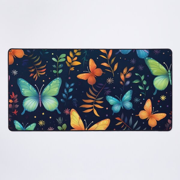 Item preview, Pattern with colorful luminous butterflies designed and sold by AI-Only Creations.