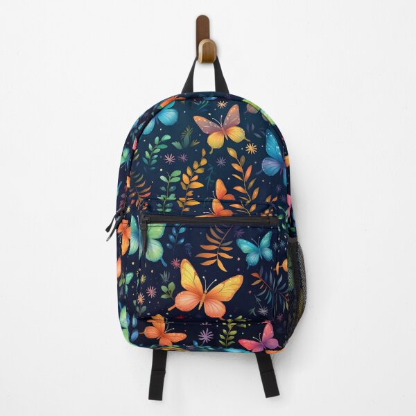 Item preview, Pattern with colorful luminous butterflies designed and sold by AI-Only Creations.