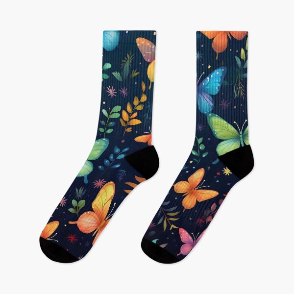 Item preview, Pattern with colorful luminous butterflies designed and sold by AI-Only Creations.