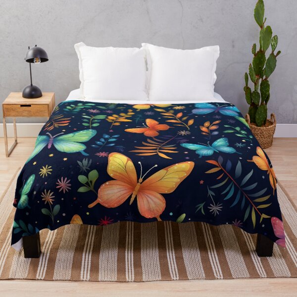 Item preview, Pattern with colorful luminous butterflies designed and sold by AI-Only Creations.