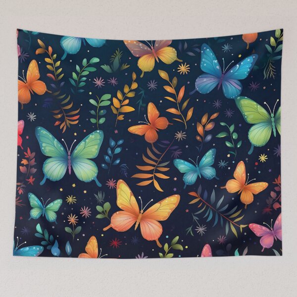 Item preview, Pattern with colorful luminous butterflies designed and sold by AI-Only Creations.