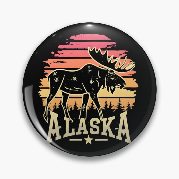 Artikelvorschau, Alaska Retro-Sonnenuntergang-Elch entworfen und verkauft von GediaPrints.