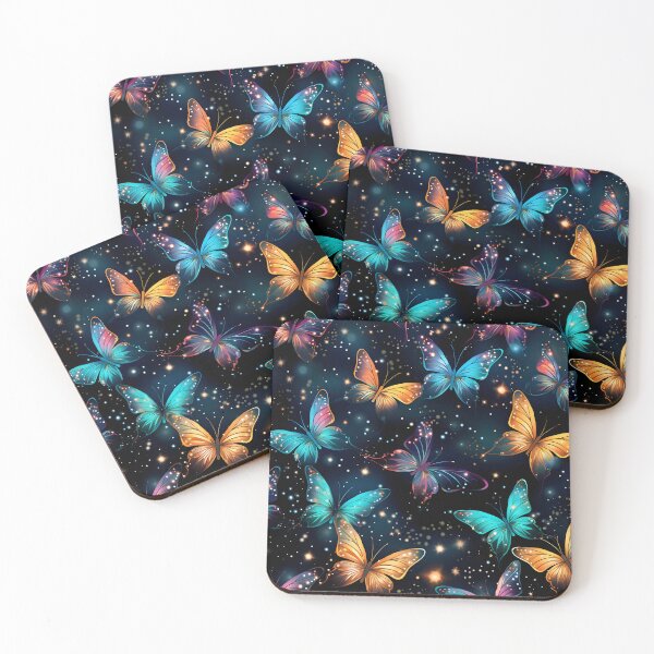 Item preview, Pattern with colorful luminous butterflies designed and sold by AI-Only Creations.