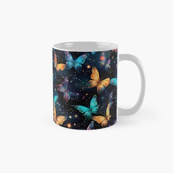 Item preview, Pattern with colorful luminous butterflies designed and sold by AI-Only Creations.