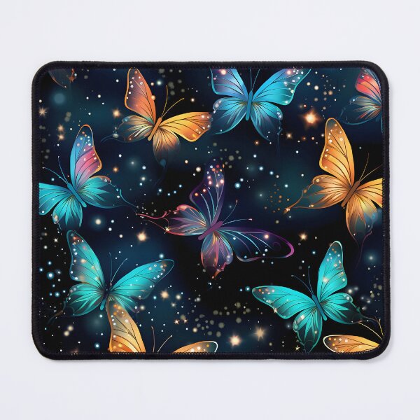 Item preview, Pattern with colorful luminous butterflies designed and sold by AI-Only Creations.