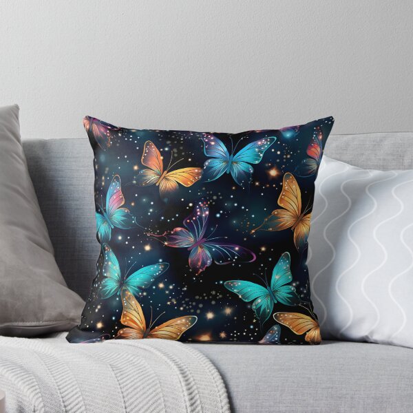 Item preview, Pattern with colorful luminous butterflies designed and sold by AI-Only Creations.