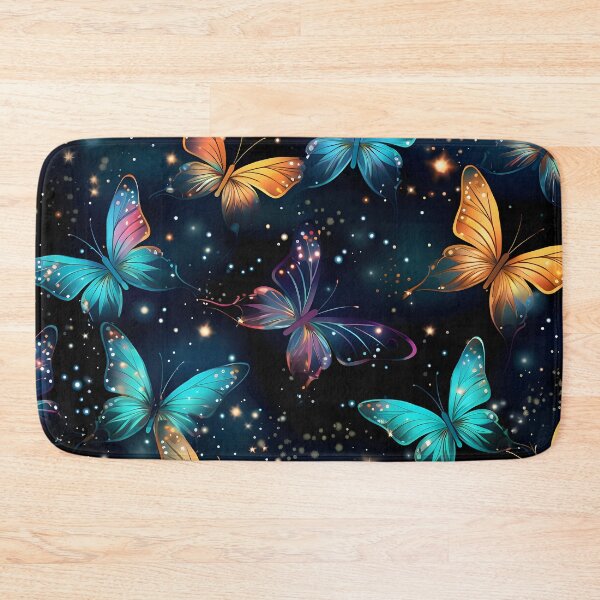 Item preview, Pattern with colorful luminous butterflies designed and sold by AI-Only Creations.