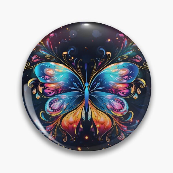 Item preview, Pattern with colorful luminous butterflies designed and sold by AI-Only Creations.