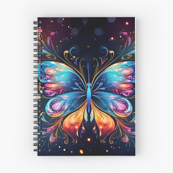 Item preview, Pattern with colorful luminous butterflies designed and sold by AI-Only Creations.