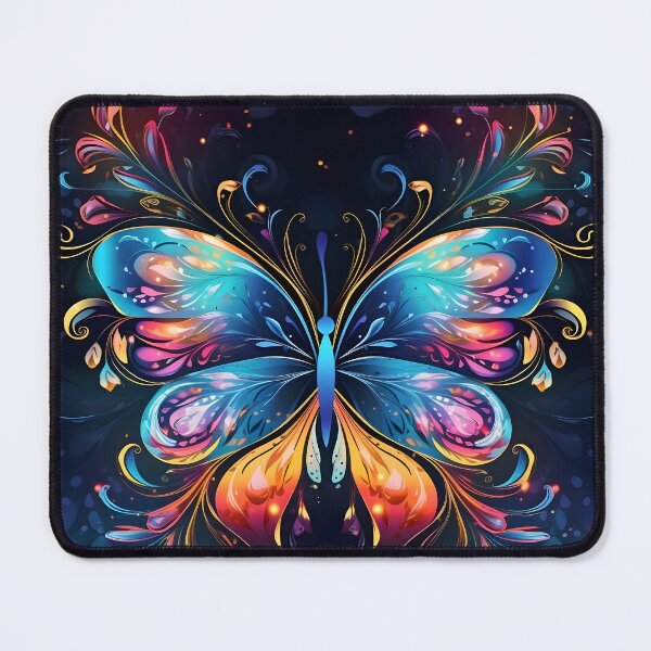 Item preview, Pattern with colorful luminous butterflies designed and sold by AI-Only Creations.
