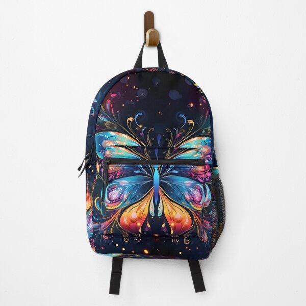Item preview, Pattern with colorful luminous butterflies designed and sold by AI-Only Creations.