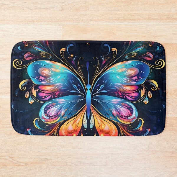 Item preview, Pattern with colorful luminous butterflies designed and sold by AI-Only Creations.
