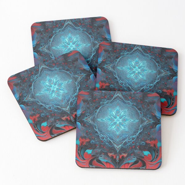 Item preview, celestial blue flower abstract art fractal mandala urban style designed and sold by Carlos Gudino.
