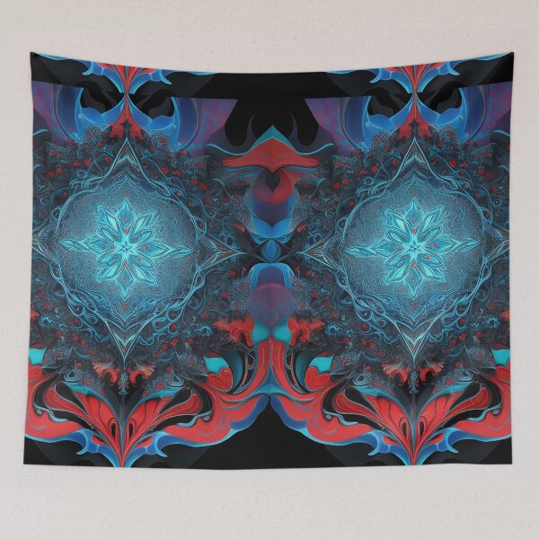 Item preview, celestial blue flower abstract art fractal mandala urban style designed and sold by Carlos Gudino.