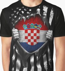 Croatian American Flag USA Croatia Graphic T-Shirt