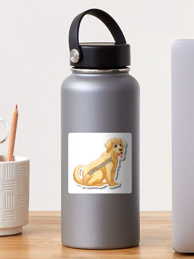 Thumbnail 1 von 3, Sticker, Lustiger Golden Retriver: Das Leben ist ein goldener Aufkleber designt und verkauft von Alaminee.