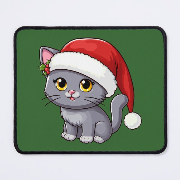 Item preview, Chartreux Cat Wearing Santa Hat Merry Christmas designed and sold by Maljonic.