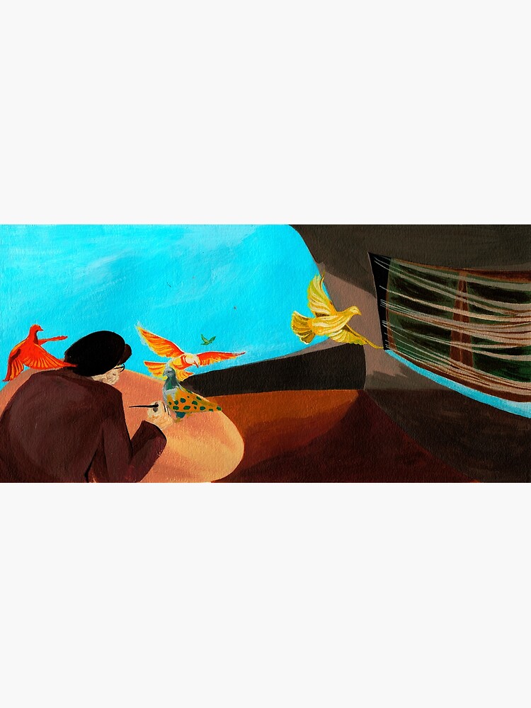 Old man painting pigeons children's book illustration by CatarinaGarcia
