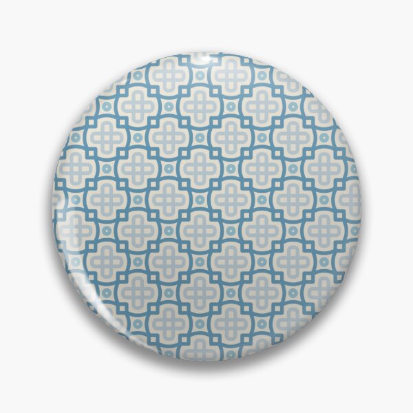 Item preview, Blue Grey Crosses Squares Chains Geometric Moroccan Mosaic Art Deco Pattern designed and sold by PenguinForests.