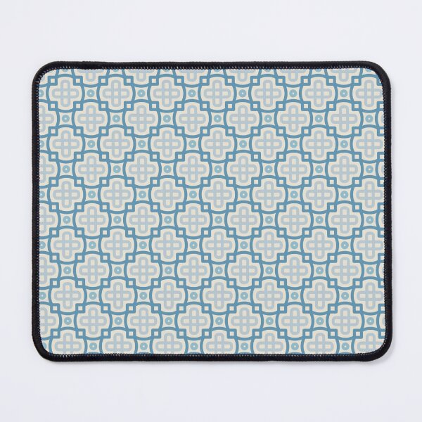 Item preview, Blue Grey Crosses Squares Chains Geometric Moroccan Mosaic Art Deco Pattern designed and sold by PenguinForests.