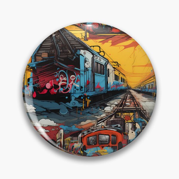 Item preview, Graffiti Train Dystopian Art #1 designed and sold by CareToCanvas.