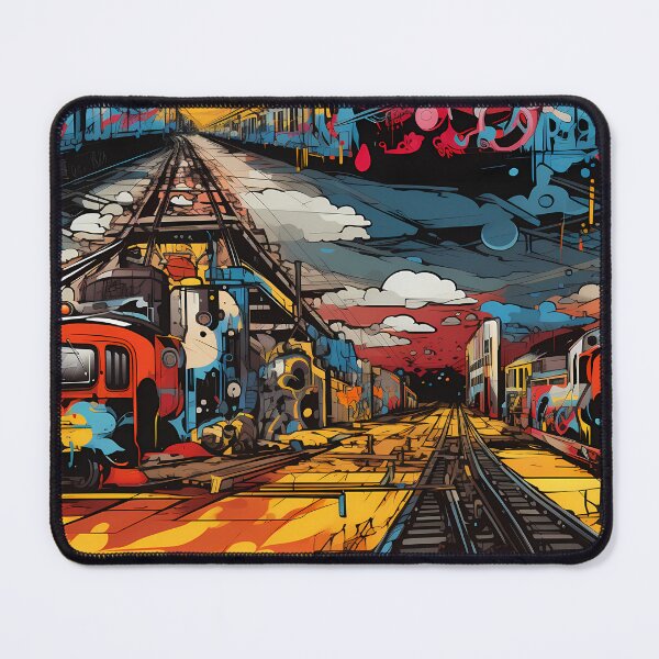 Item preview, Graffiti Train Dystopian Art #1 designed and sold by CareToCanvas.